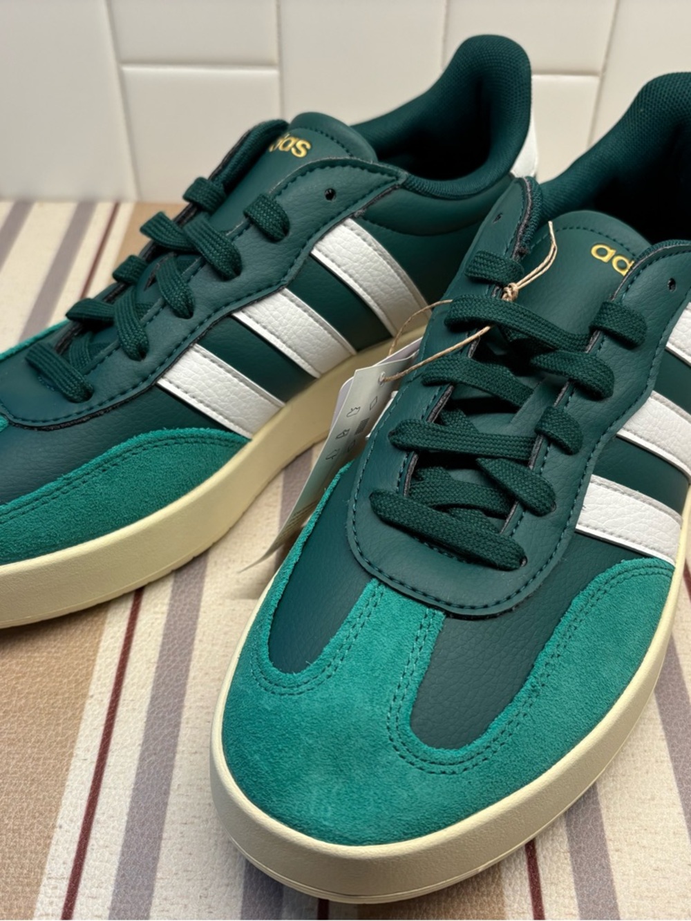 adidas Men’s Teal & White Suede-Trim Sneakers